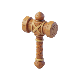 Wooden War Hammer 3D Icon - Fantasy Game Asset