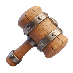 Hölzernes Kriegshammer-3D-Icon (Holzschlegel) - Fantasy-Waffendesign