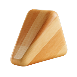 Wooden Wedge Icon - Realistic 3D Wood Grain Design