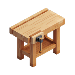 Wooden Workbench Voxel Isometric Icon for Crafting
