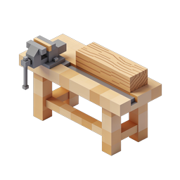 Isometric Wooden Workbench Icon with Vise Clamp