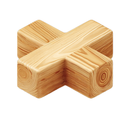 Realistic Wooden X Shape Icon | 3D Timber Letter