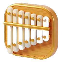 Wooden Xylophone Musical Instrument Icon | 3D Rendered