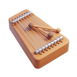 Wooden Xylophone Icon - 3D Musical Instrument