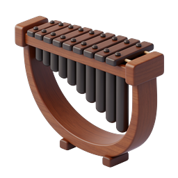 Wooden Xylophone 3D Icon - Musical Instrument