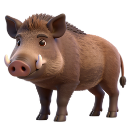 Charming Cartoon Wild Boar Icon for Nature Projects