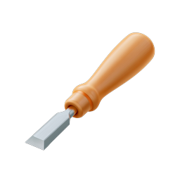 Woodworking Chisel Tool Icon - 3D Realistic