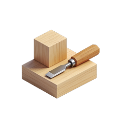 Woodworking Chisel and Wooden Blocks 3D Icon