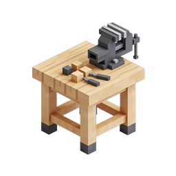 Icône d'établi Voxel avec étau - Atelier 3D isométrique