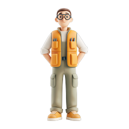 Biểu tượng nhân vật công nhân thân thiện - Avatar phong cách đất sét 3D