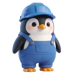 Adorable Worker Penguin Icon for Construction Themes