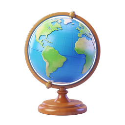 3D World Globe Icon with Wooden Stand