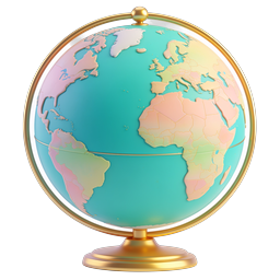 Decorative World Globe Icon - 3D Pastel Earth Illustration