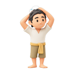 Ícone 3D de personagem de desenho animado de menino preocupado com gota de suor