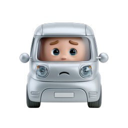 Worried Cartoon Car Character - 3D Rendered Icon