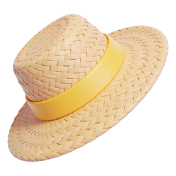 Woven Straw Sun Hat 3D Icon with Yellow Band