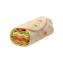 3D Burrito Wrap Food Icon - Clay Style Design