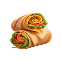 Fresh Wrap Sandwich 3D Icon - Stacked Tortilla Rolls