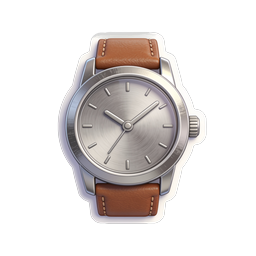 Classic Silver Wristwatch with Brown Leather Strap Icon