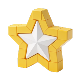 Yellow 3D Block Star Icon - Geometric Achievement Symbol