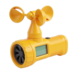 Yellow Handheld Anemometer Wind Speed Meter 3D Icon