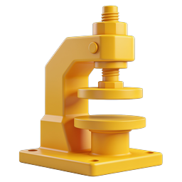 Yellow Arbor Press Machine Icon - 3D Industrial Tool