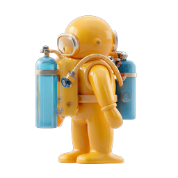 Yellow Astronaut Toy Icon - 3D Space Explorer Figure