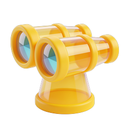 Yellow Binoculars Icon - 3D Clay Style Search Tool