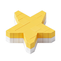 Yellow 3D Block Star Icon | Isometric Geometric Design