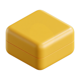 Yellow Clay Button 3D Icon - Glossy Isometric Tile