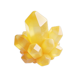 Yellow Crystal Cluster - 3D Gemstone Icon