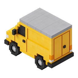 Icône Voxel 3D Isométrique de Camionnette de Livraison Jaune