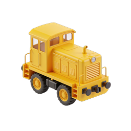 Icono de locomotora diésel amarilla 3D – tren industrial