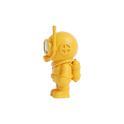 Gelber Tiefseen taucher 3D-Icon - Clay-Stil