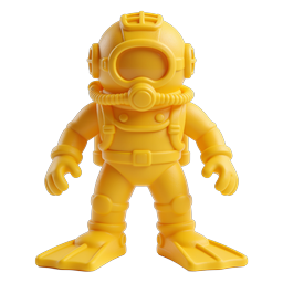 Ícone 3D Personagem de Brinquedo Mergulhador Amarelo | Renderização em Argila
