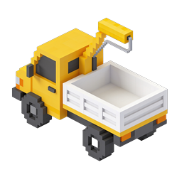 Ícone Voxel de Caminhão Basculante Amarelo - Veículo de Construção Isométrico