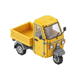Yellow Dump Truck Voxel Isometric 3D Icon