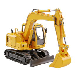Yellow Construction Excavator 3D Icon for Building Projects