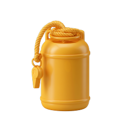 Yellow Gas Cylinder Icon with Whistle - 3D Rendered