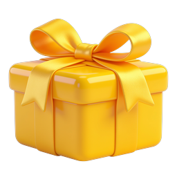 Yellow Gift Box with Satin Bow - 3D Realistic Icon