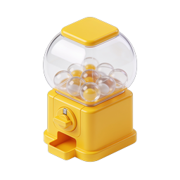 Yellow Gumball Machine Icon - 3D Candy Dispenser