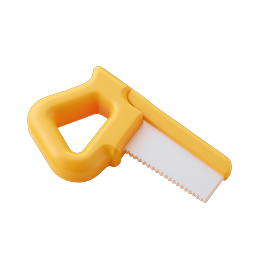 Yellow Handled Saw Icon - 3D Clay Style Tool