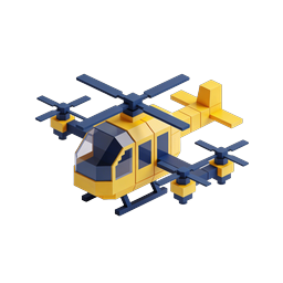 Icône d'hélicoptère jaune 3D isométrique | Transport aérien