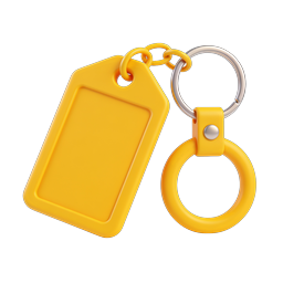 Icono llavero amarillo - etiqueta en blanco estilo arcilla 3D