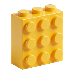 Yellow LEGO Building Block Icon - 3D Glossy Toy Design