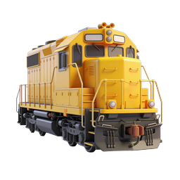 Yellow Locomotive Train Icon - 3D Clay Style