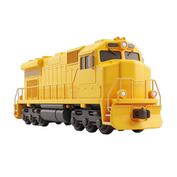 Gelbes Lokomotive-Zug-Icon - 3D-Cartoon-Stil