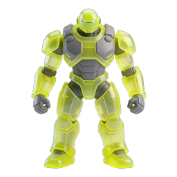 Gelber Mech-Roboter-Krieger 3D-Charakter-Icon