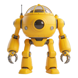 Cute Yellow Mech Robot Character Icon | 3D Render