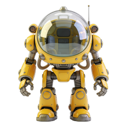 Yellow Mech Robot 3D Character Icon